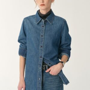 Italian imported BERTO denim classic old money style lapel shirt for women