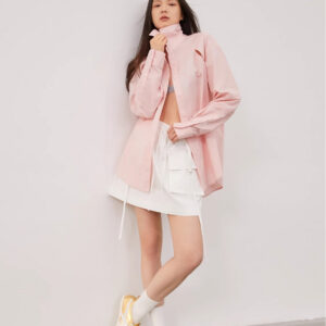 "Spring and Summer Prank" Tencel jacquard striped long-sleeved shirt jacket women's loose top