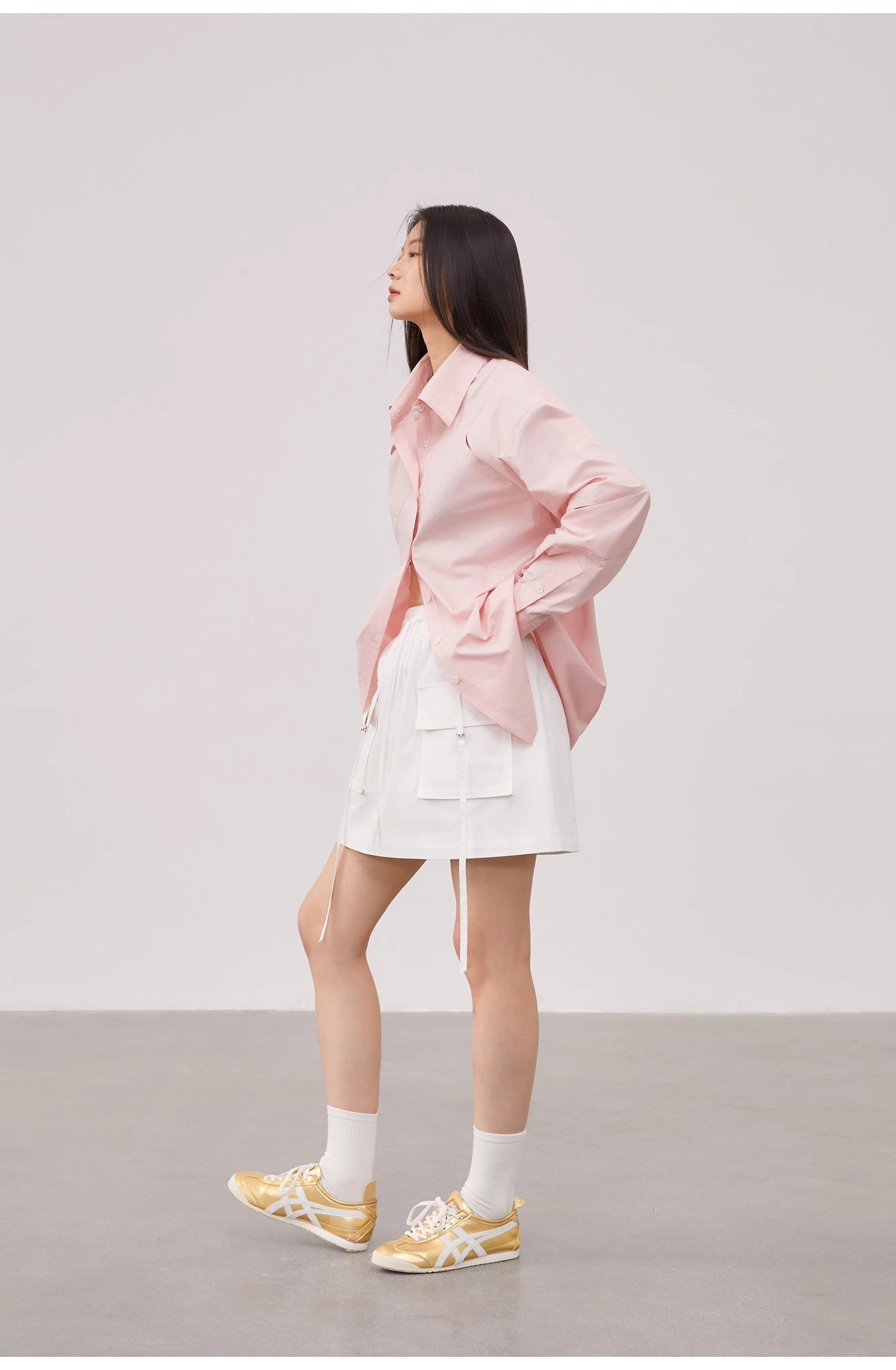 "Spring and Summer Prank" Tencel jacquard striped long-sleeved shirt jacket women's loose top - Image 2