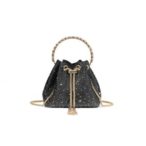 Black Embellished Top Handle Evening Bag