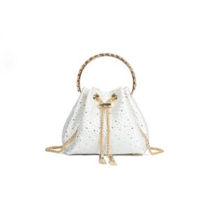 Ivory Embellished Top Handle Evening Bag
