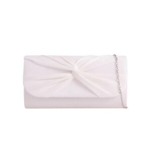 White Suede Clutch Bag with Knot Detail