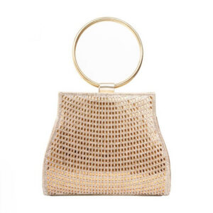 Gold Diamante Clutch Bag with Top Handles