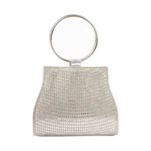Silver Diamante Clutch Bag with Top Handles