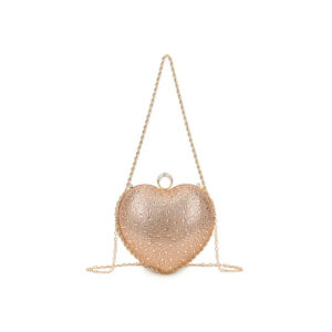 Gold Heart Diamante Clutch Bag