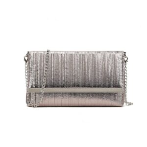 Pewter Pleated Clutch Bag