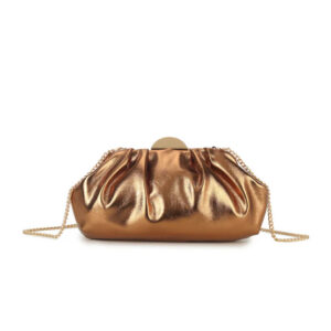 Bronze Ruched Clutch Bag