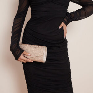 Rose Gold Diamante Evening Clutch Bag
