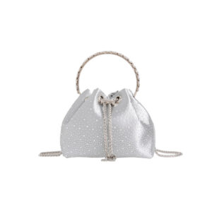 Silver Embellished Top Handle Evening Bag