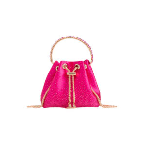 Fuchsia Embellished Top Handle Evening Bag