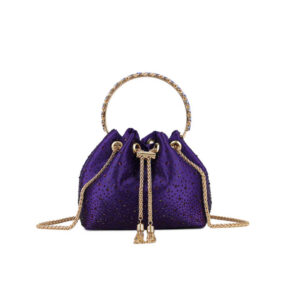 Purple Embellished Top Handle Evening Bag