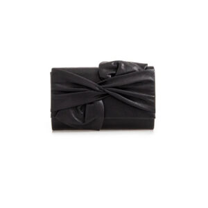 Black Evening Clutch Bag with Bow Detail