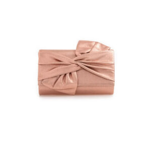Champagne Evening Clutch Bag with Bow Detail
