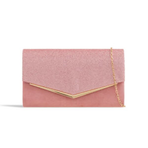 Blush Glitter Envelope Clutch Bag