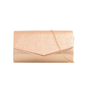 Gold Glitter Envelope Clutch Bag