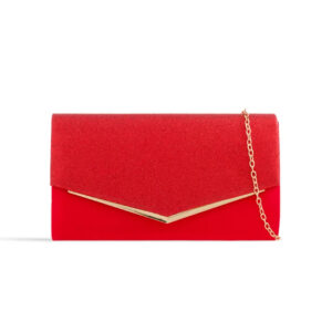 Red Glitter Envelope Clutch Bag