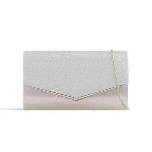 Silver Glitter Envelope Clutch Bag
