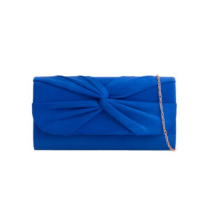 Royal Blue Suede Clutch Bag with Knot Detail