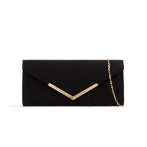 Black Suede Envelope Clutch Bag