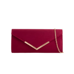 Burgundy Suede Envelope Clutch Bag