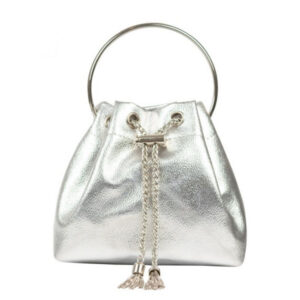 Silver Top Handle Leather Look Bag