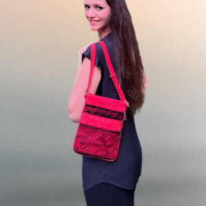 Handmade Black and Red Suede Cross Body Bag