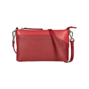 RB2003V | Shoulder/Wrist Bag made of genuine full grain leather, dollar/light grain. Removable shoulder strap and handle. Red color. Dimensions: 22 x 14 x 2.5 cm. Packaging: Non-Woven Fabric Bag