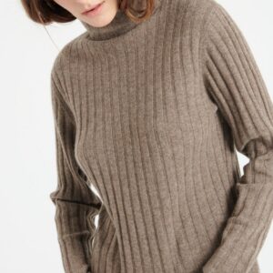 Pull col roulé femme en cachemire taupe - LILLY 15
