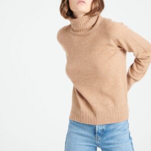Pull col roulé femme en cachemire camel - LILLY 22