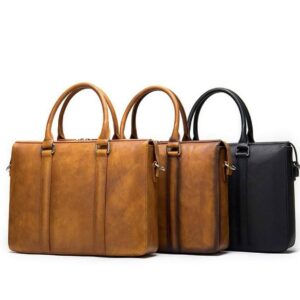 Luxury Vintage Leather Briefcase Shoulder Laptop Business Bag for Men