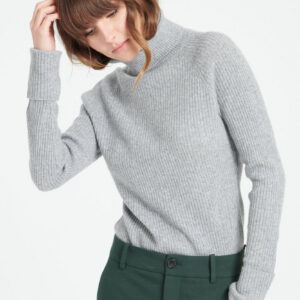 Pull col roulé femme en cachemire gris clair - MIA 5